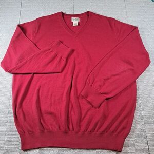 LL Bean Cotton Cashmere V-Neck Sweater Christmas Red 274603 Men’s XL Reg